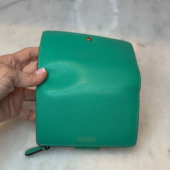 Coach Wallet Leather Cross Grain Snap Closure Compact Wallet - Picture 11 of 16